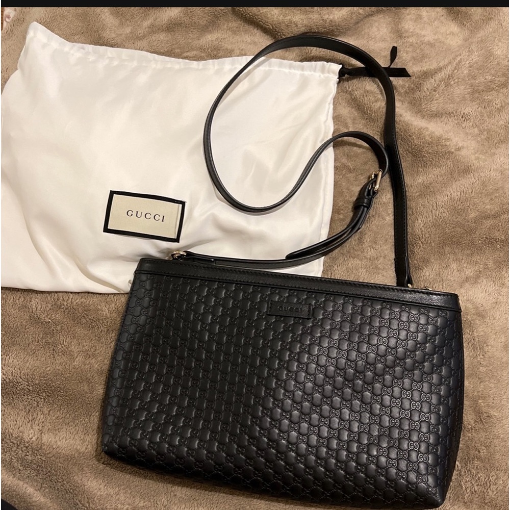 GUCCI GUCCISSIMA BLACK CLUTCH SATCHEL CROSSBODY